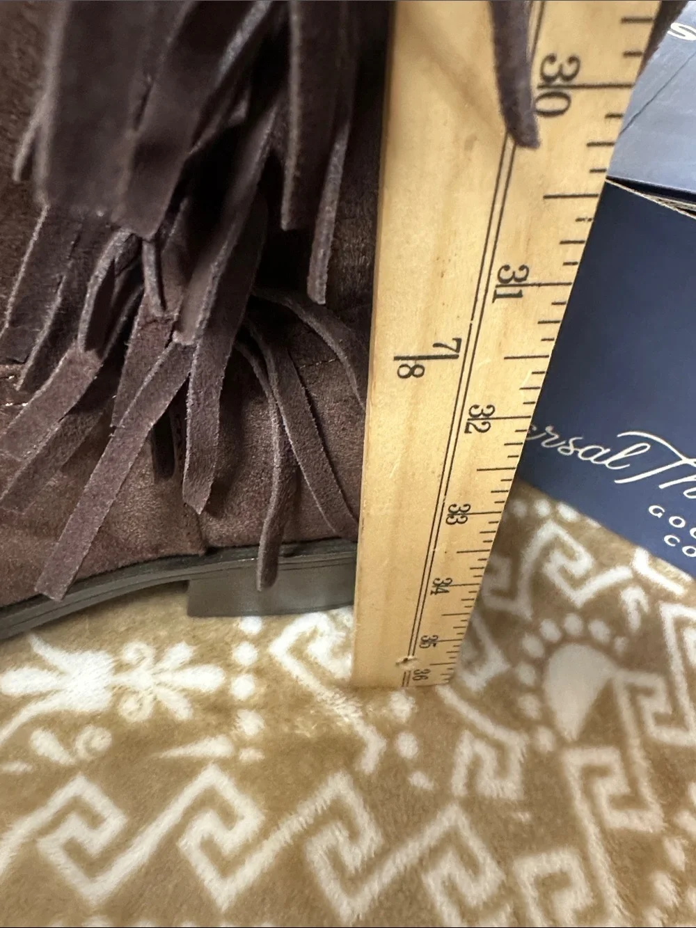 Universal Thread Dark Brown Suede like Over-the-Knee Boots with Side Zip&Fringe